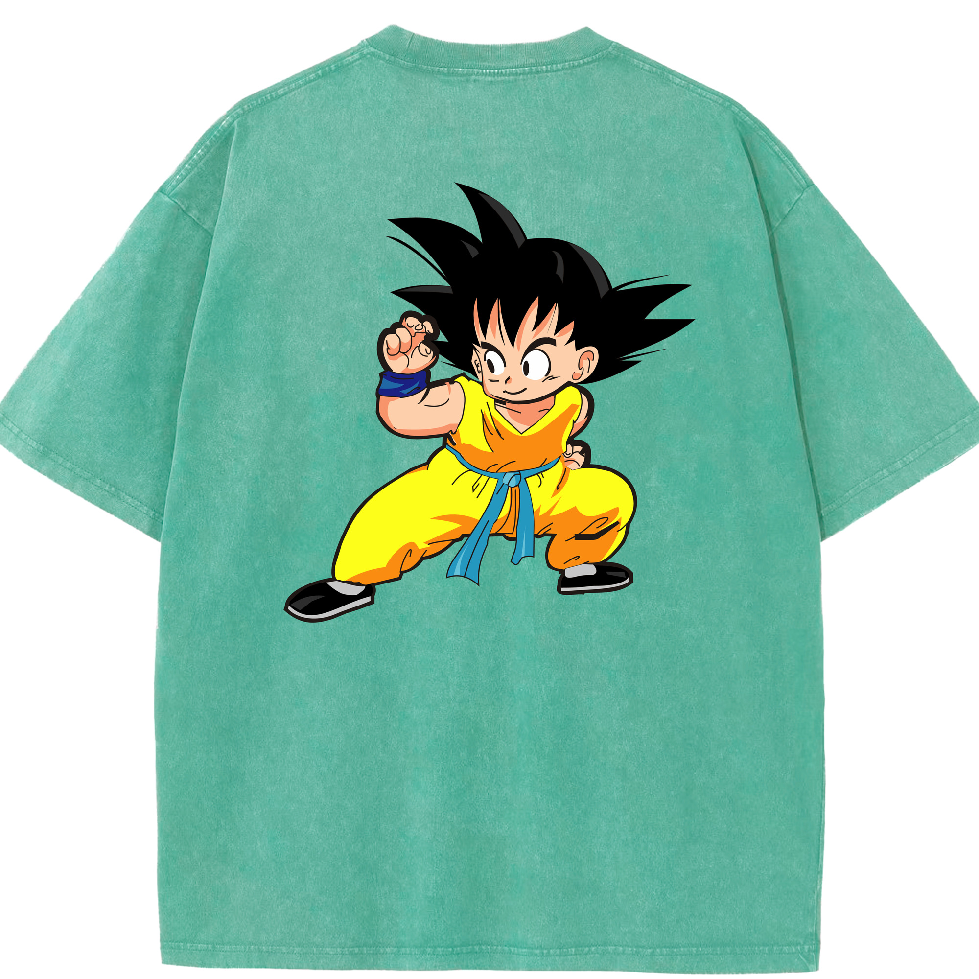 （画像用） ドラゴンボール 孫悟空（そん ごくう）Son Goku カカロット DRAGON BALL Kakarotto 綿100% ヴィンテージ風 半袖Tシャツ（背面プリント）